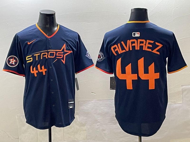 Men Houston Astros 44 Alvarez Drak Blue Three generations Joint Name 2025 Nike MLB Jersey style 5